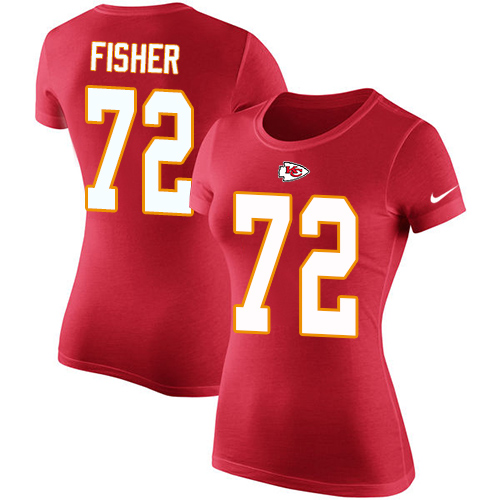 Women Football Kansas City Chiefs #72 Fisher Eric Red Rush Pride Name and Number T-Shirt